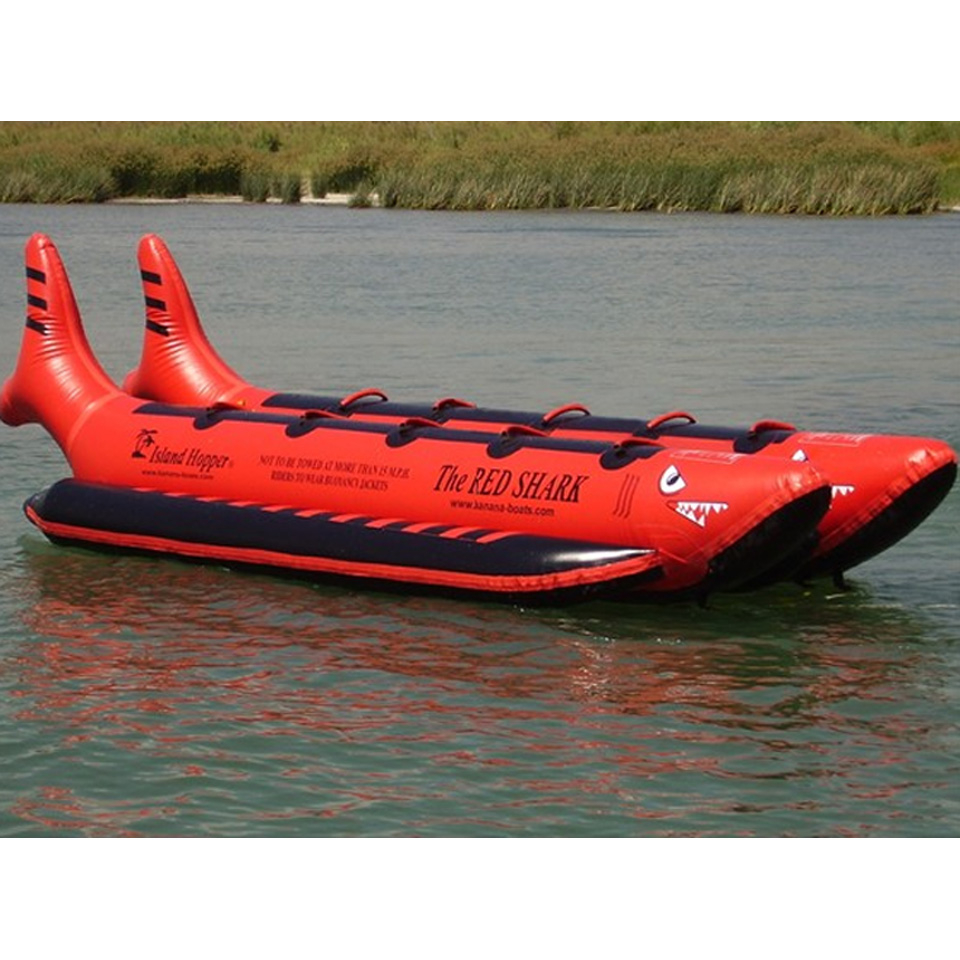 Island Hopper The Red Shark Banana Boat 10 Passenger Side-By-Side Towable Tube