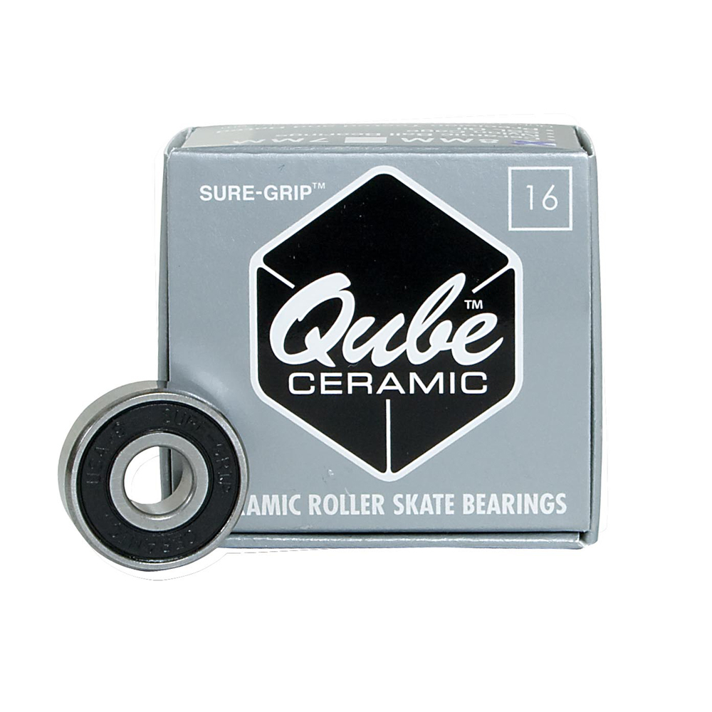 The QUBE Ceramic bearing uses ceramic ball technology, the best bearings in the world use this same technology. Ceramic material can take more heat than convention steel, making them last longer and perform better under harsh conditions. This bearing is greased which makes it even more efficient at taking heat and makes the bearing last longer. Greased bearings also take less maintenance than standard oiled bearings, although free spin will be decreased which is not much of a factor since weight is applied to the bearing during skating. Ceramic material is also stronger than steel which makes them less susceptible to impact shock, a common cause of bearing failure. If these factors apply to you then the QUBE Ceramic bearing by Sure Grip is the perfect bearing for your skating style.  Model Year: 2014, Product ID: 210097, Model Number: QBCR 7MM