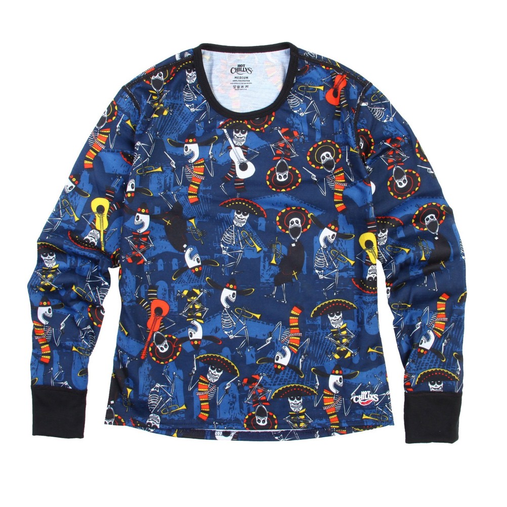 Hot Chillys Midweight Print Crewneck Kids Long Underwear Top
