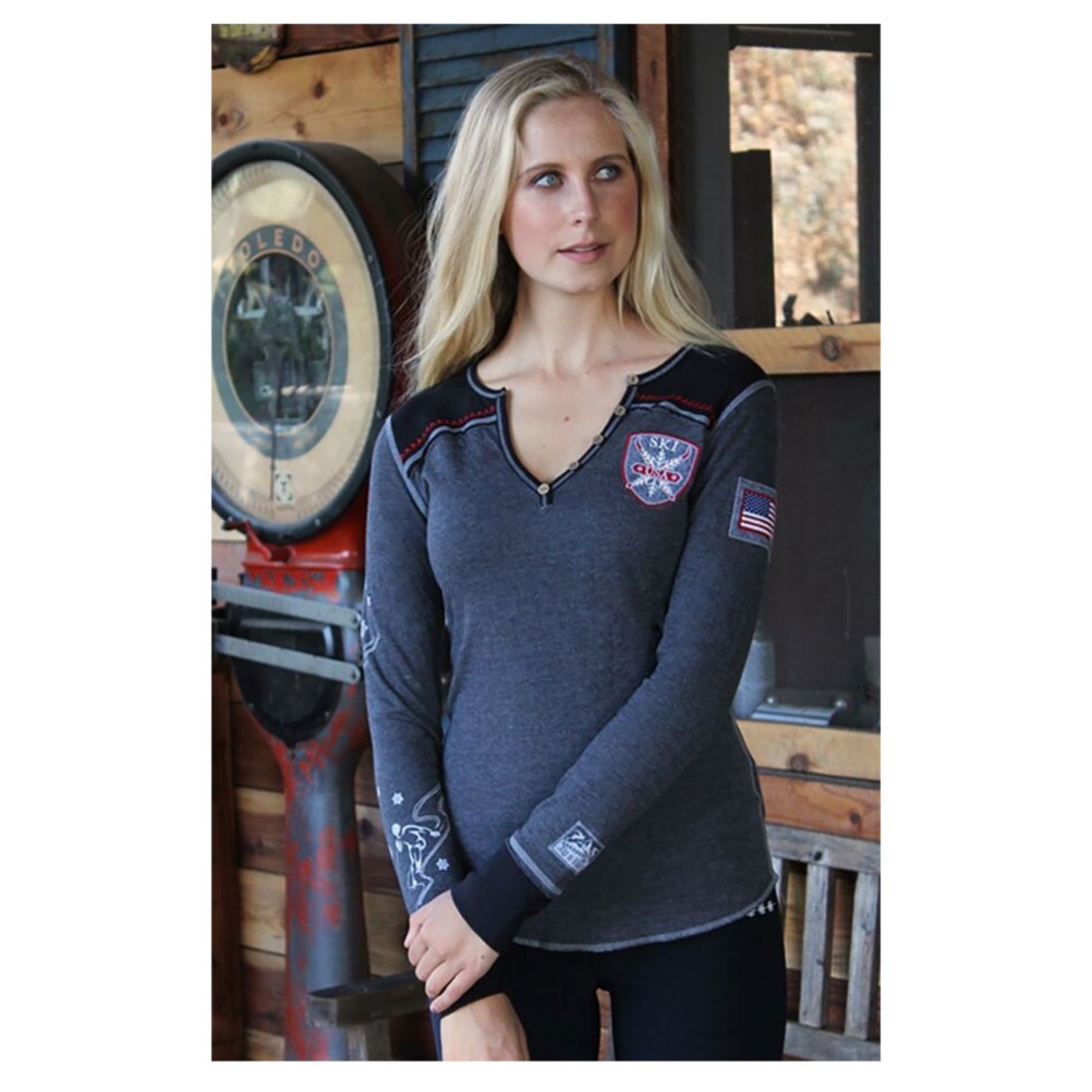 Alp n Rock Ski Local Long Sleeve Henley Womens Shirt