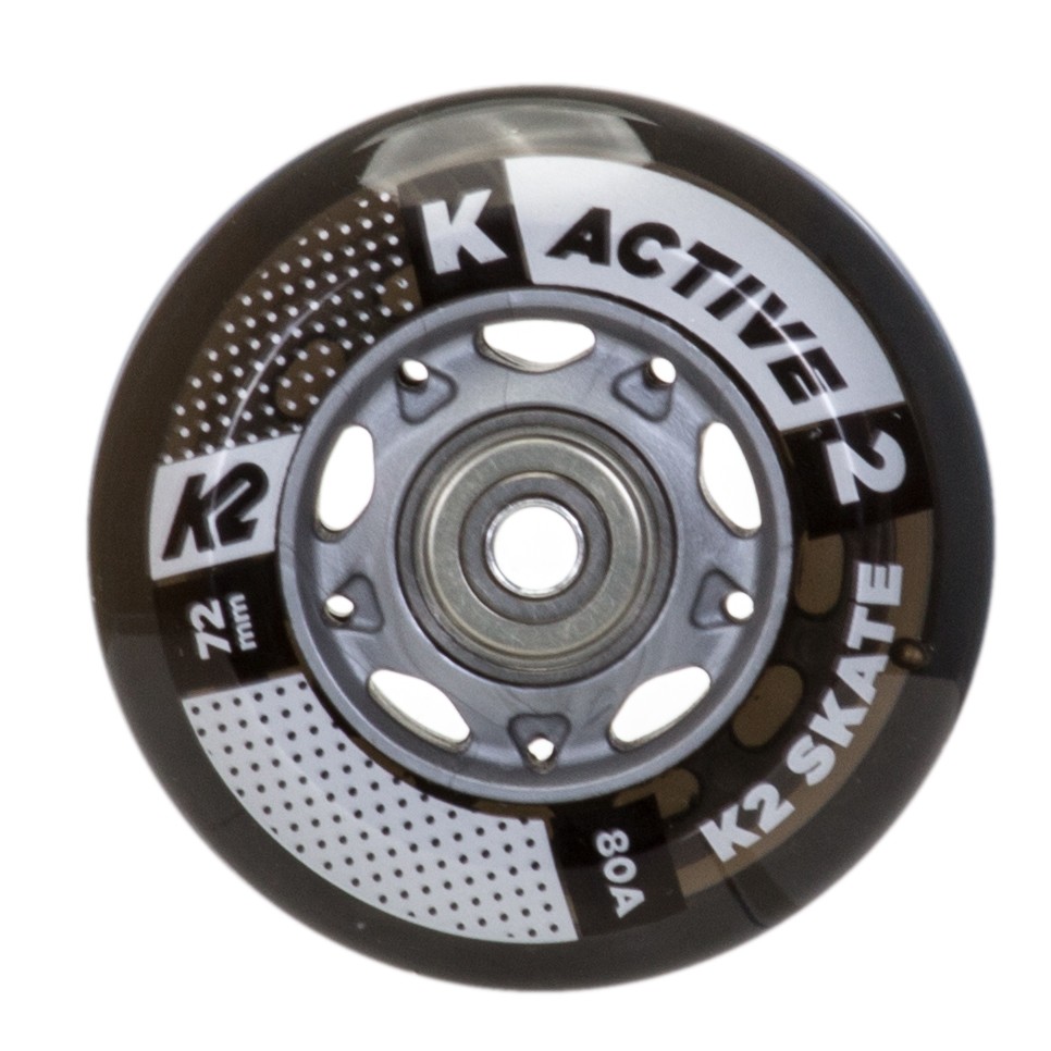 K2 72mm w ILQ 5 Alum Spacer Inline Skate Wheels with ILQ 5 Bearings 8 Pack 2017