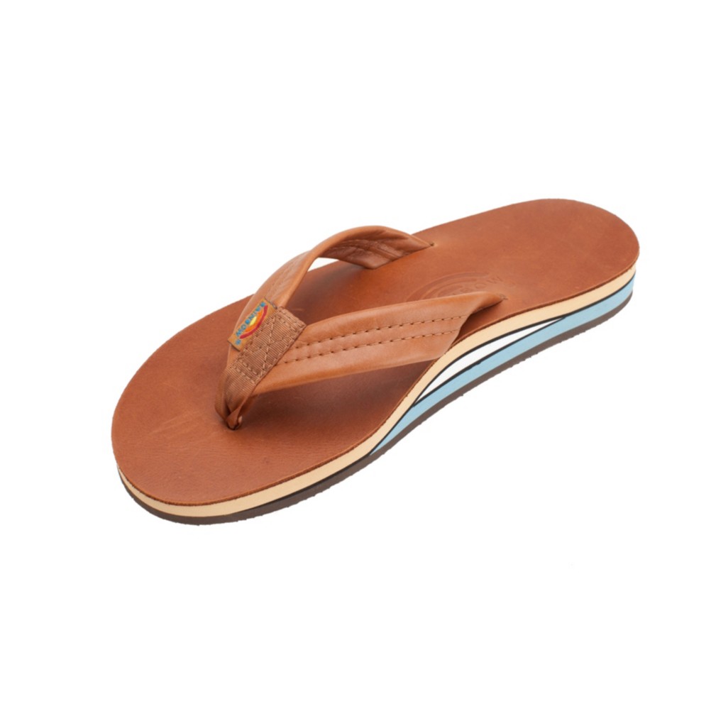 Rainbow Sandals Double Layer Classic Leather Mens Flip Flops