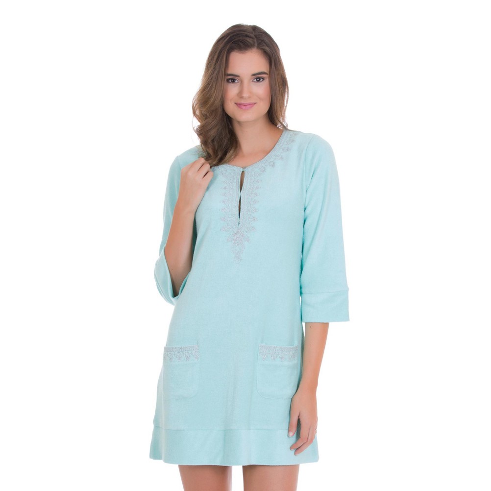 Cabana Life Embroidered Terry Tunic Bathing Suit Cover Up