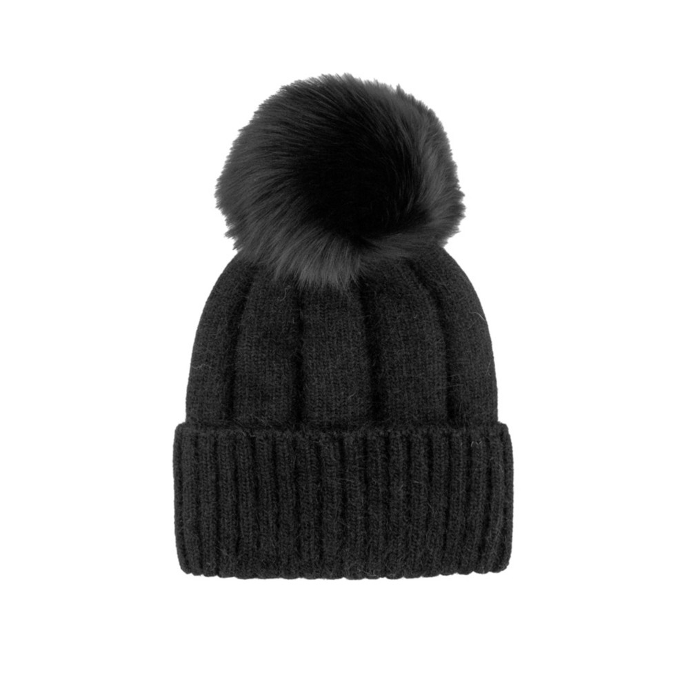 Mitchies Matchings Angora Knit Fox Pom Womens Hat 2022