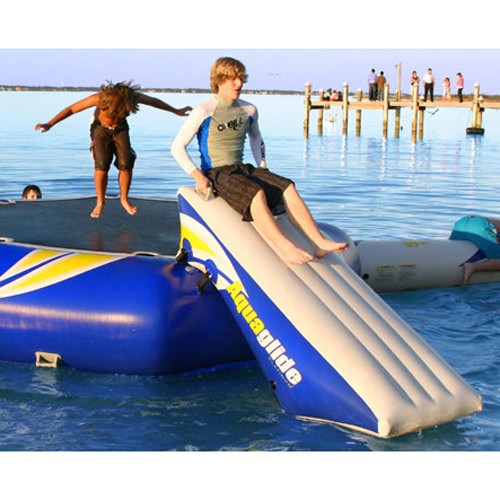 water trampoline and slide