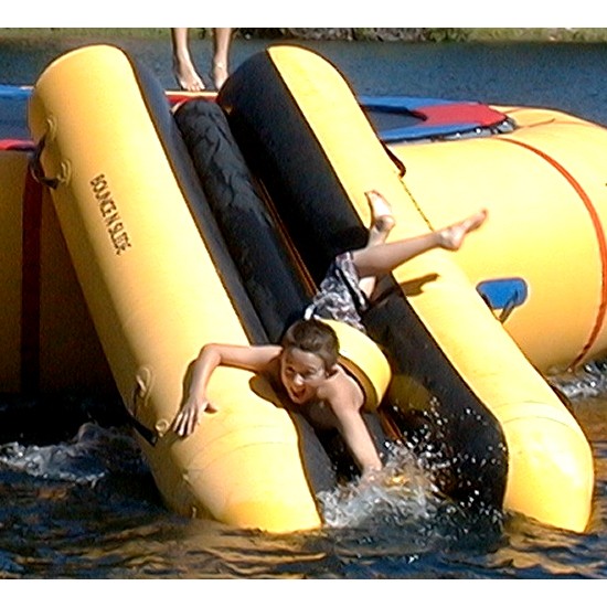 water trampoline with slide