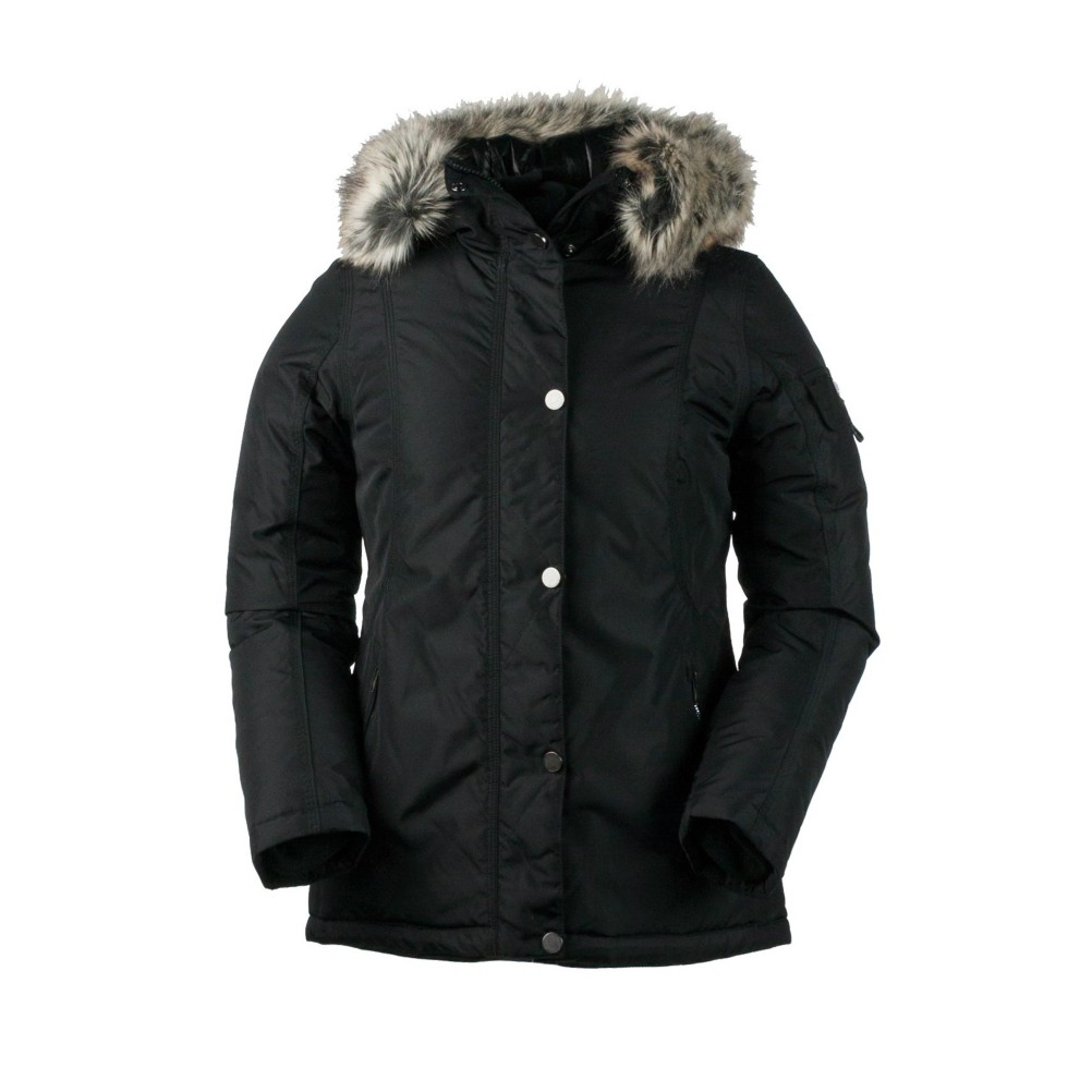 snowpack black faux fur long puffer jacket