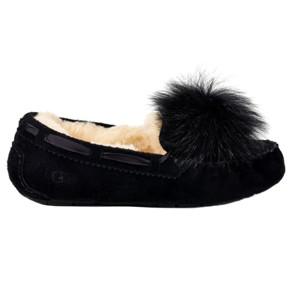 ugg pom pom slippers black