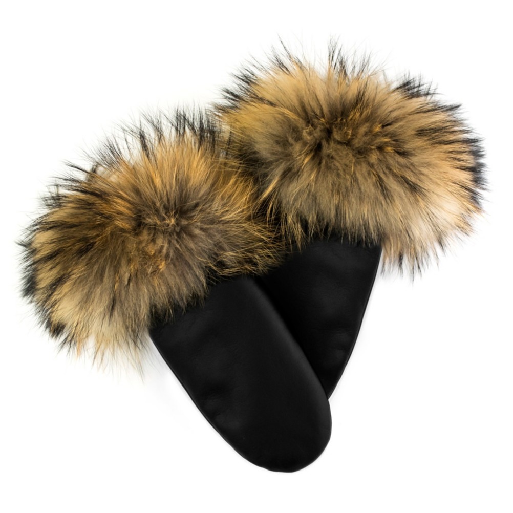 leather mittens with fur trim