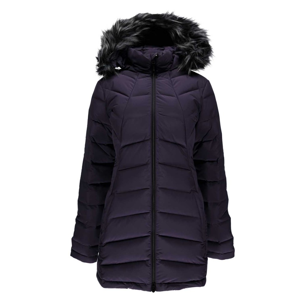 spyder women's syrround long faux fur down jacket