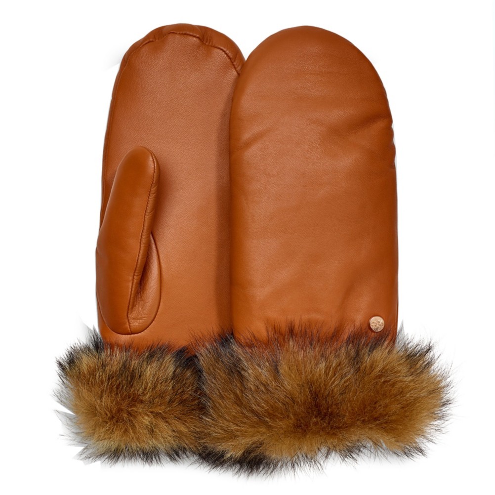 womens brown ski mittens