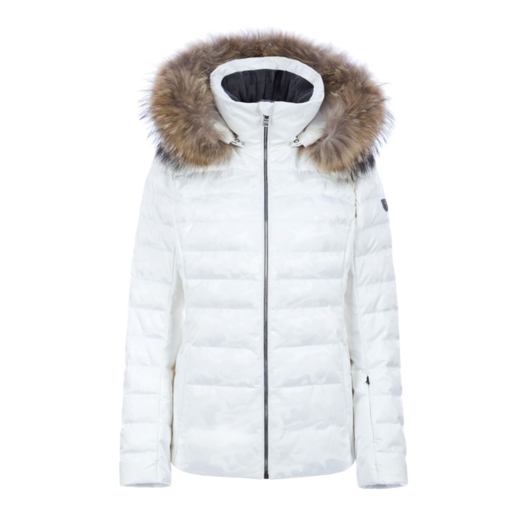 white ski jacket with fur