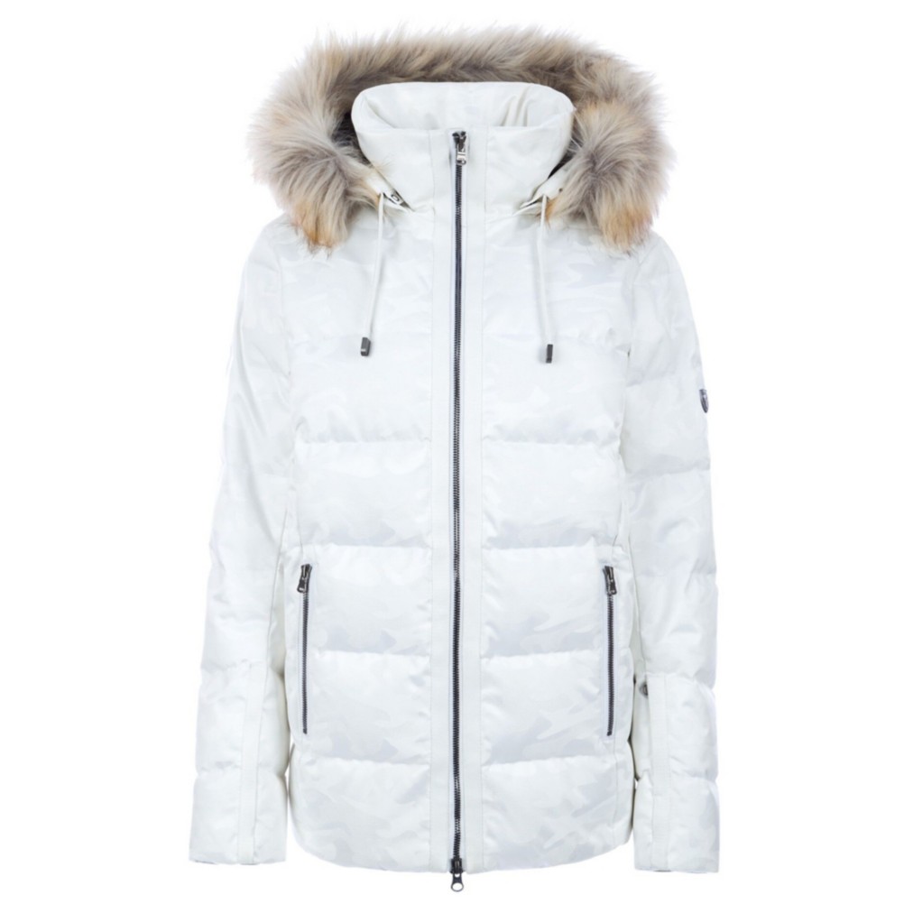 womens ski jacket white fur hood