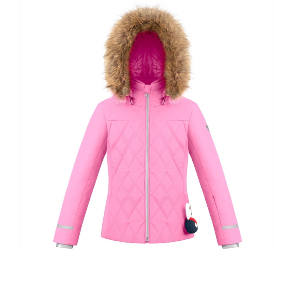 pink ski jacket fur hood