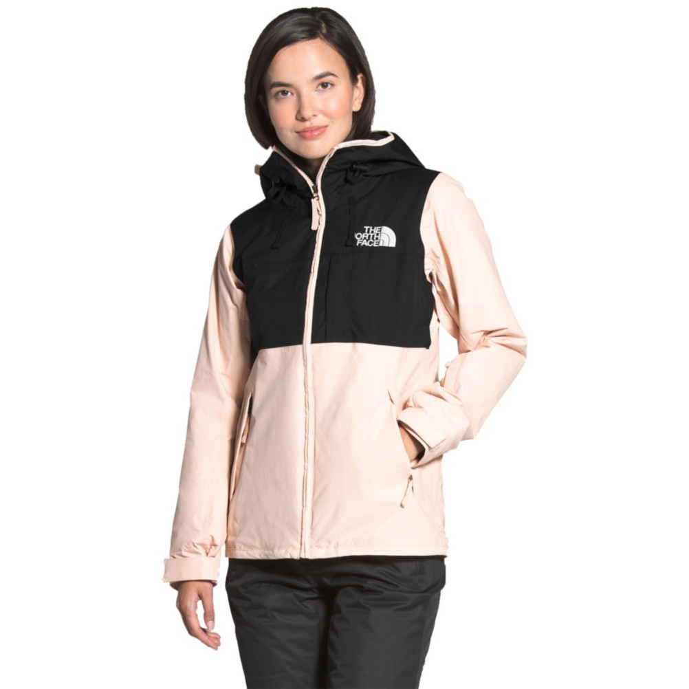 pink and black north face jacket